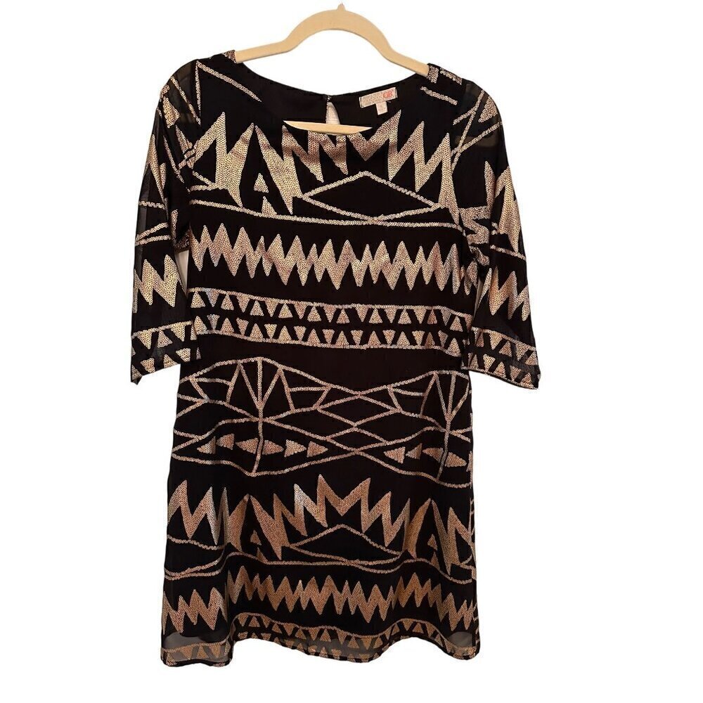 Gianni Bini Black Dress with Gold Sequin Size S